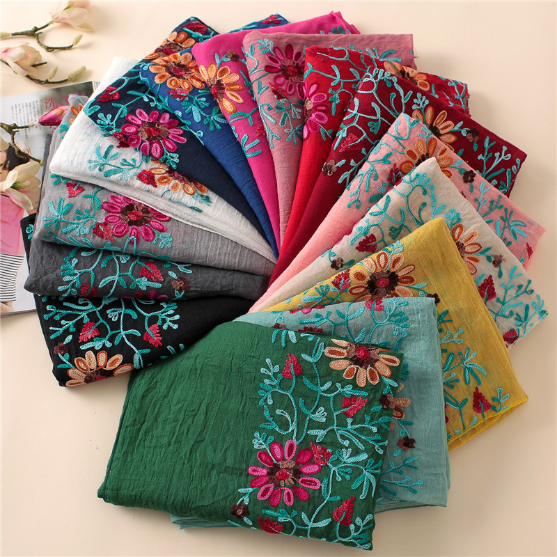 Bandana Cotton - 2026 Plain Embroider Floral Viscose Shawl