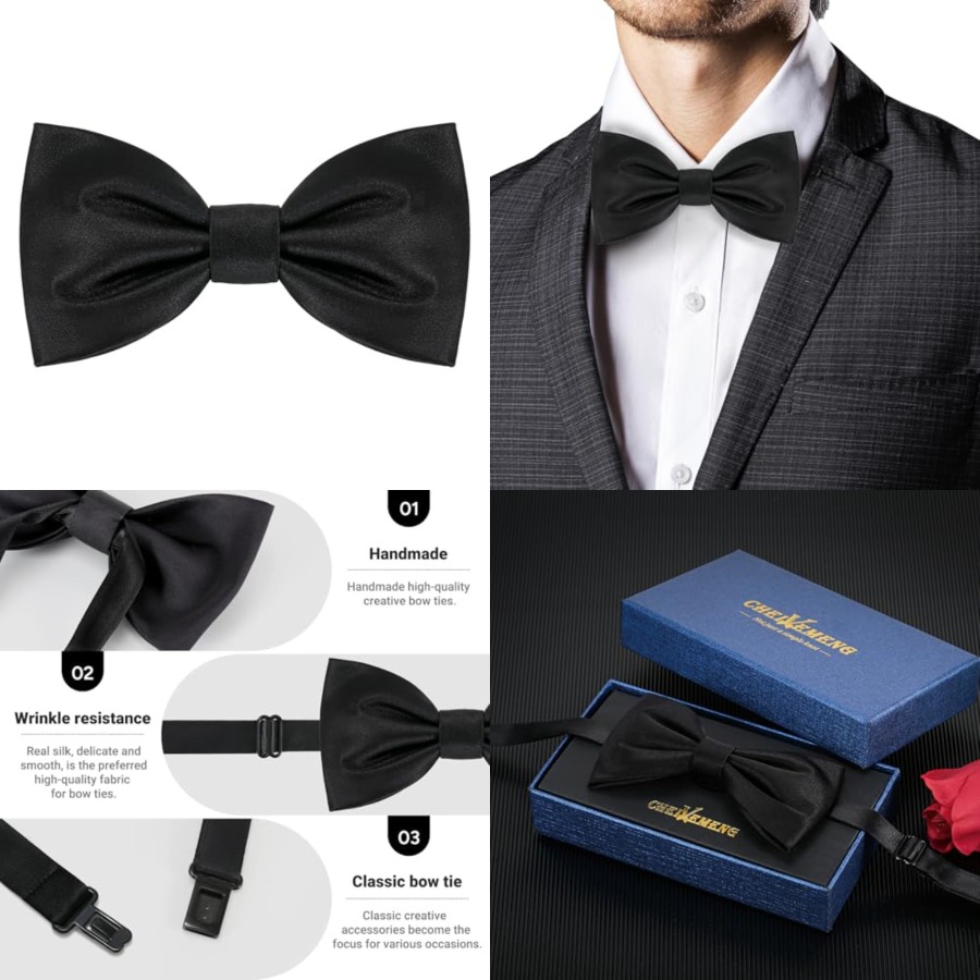 Bow Tie Pre Tied - Mens Real Silk Classic Pre-Tied Bow