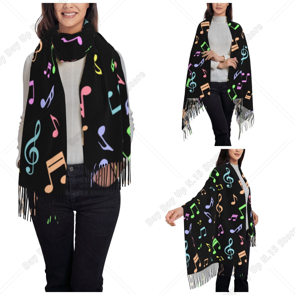 Cute And Colorful Music Notes  - Pashmina Wrap Large 评论和价格
