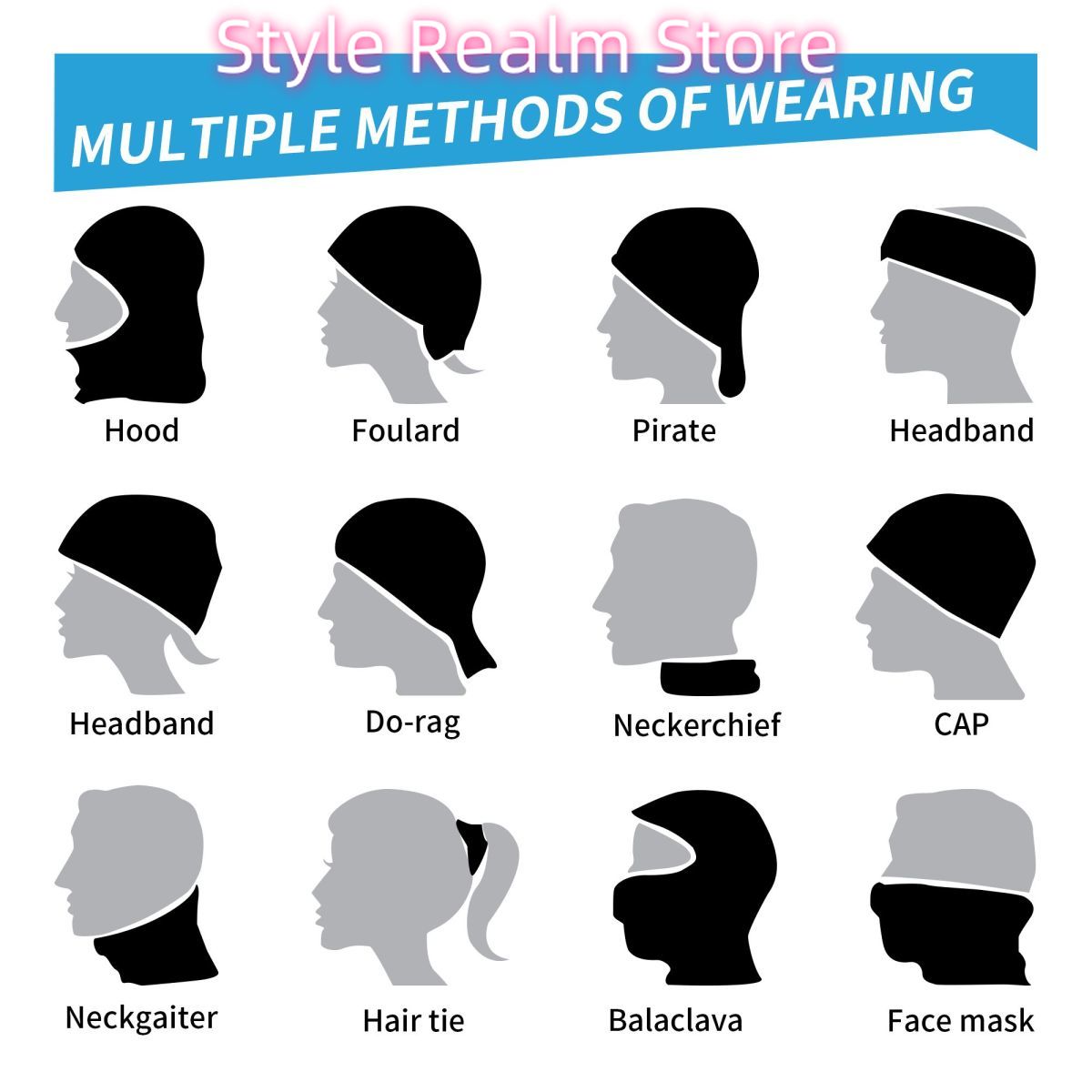 Gothic Witch Bats Pattern Band - Neck Warmer Tube 评论和价格