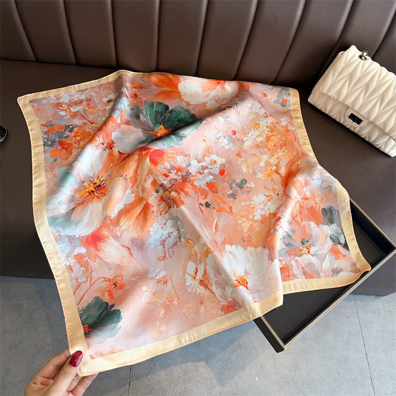 2026 New Floral Print Silk Squ - Scarf Silk Square 评论和价格