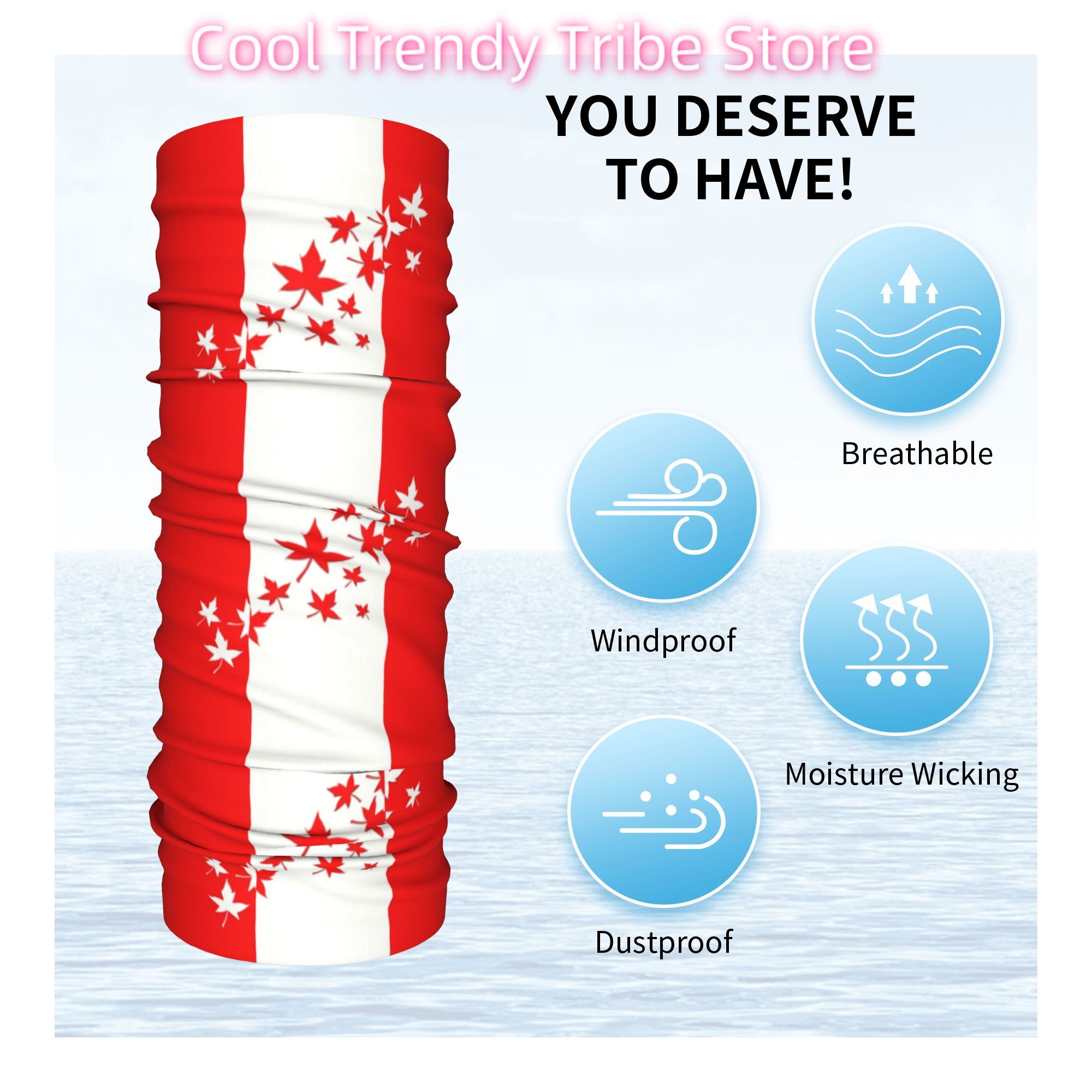 Custom Maple Leaf Canada Flag  - Neck Warmer Tube 评论和价格