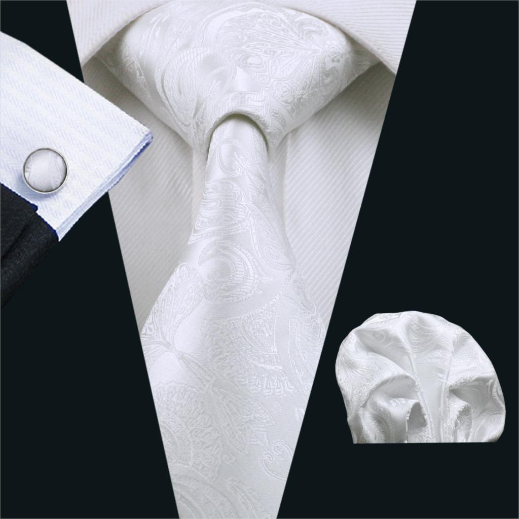 FA-393 Men's Tie White Paisley - Silk Tie Striped 评论和价格