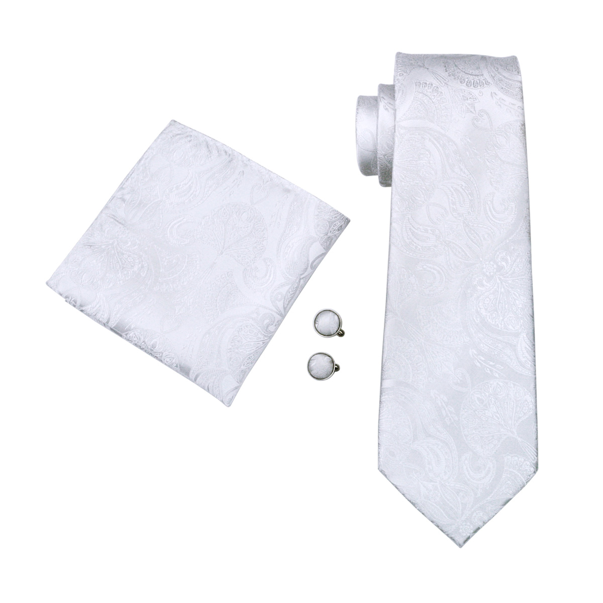 FA-393 Men's Tie White Paisley - Silk Tie Striped 评论和价格