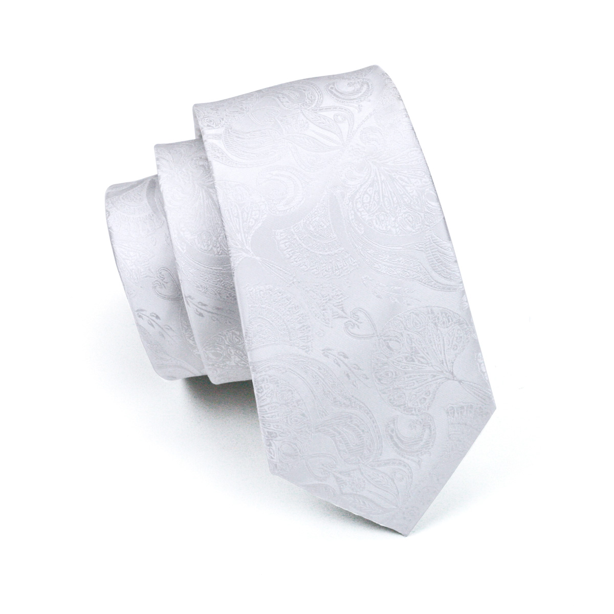 FA-393 Men's Tie White Paisley - Silk Tie Striped 评论和价格