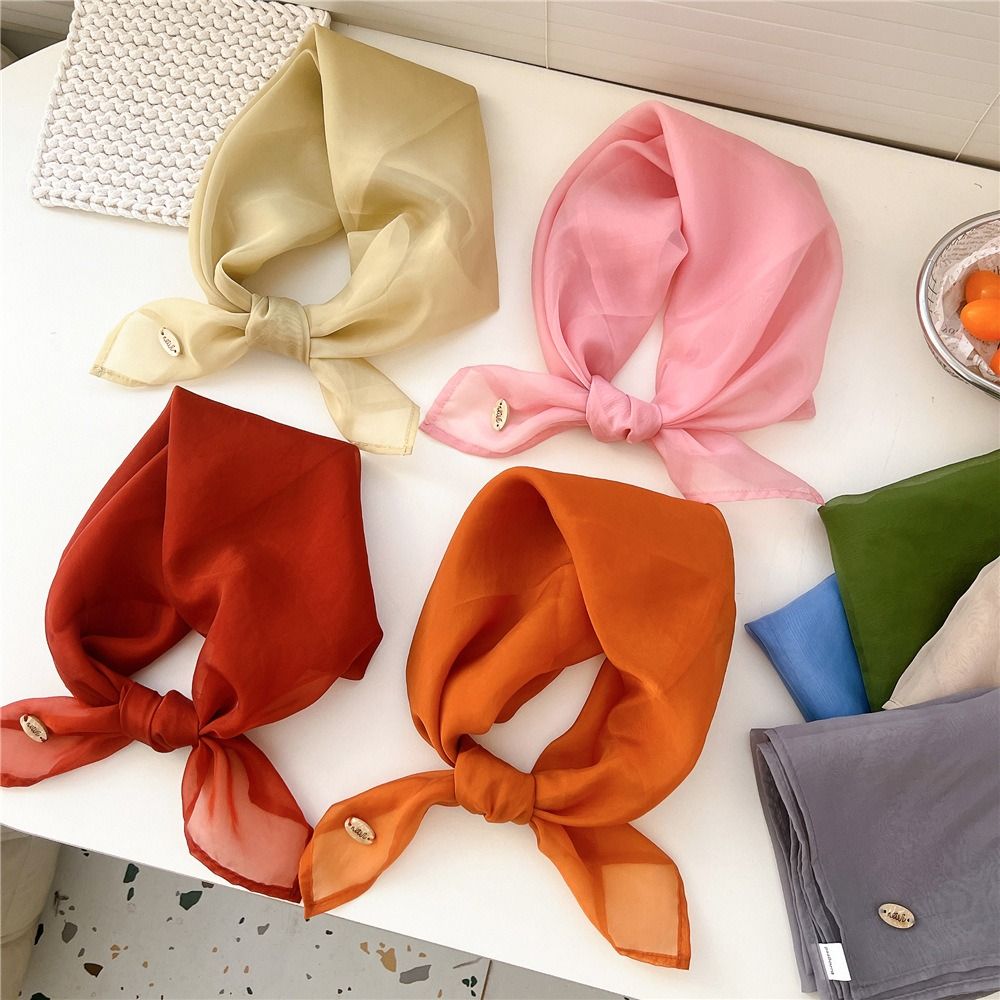 Retro Solid Color Small Square - Scarf Silk Square 评论和价格