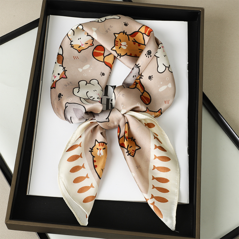Luxury Silk Shawl Fat Cat Squa - Scarf Silk Square 评论和价格